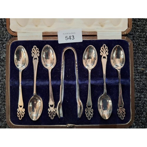 543 - Vintage Cased Tea Spoon and Sugar Tongues