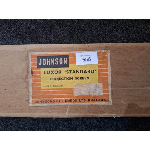 566 - Boxed Vintage Johnson Luxor Standard Projection Screen