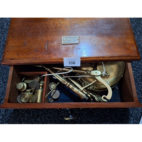 556 - C Stevens and Sons Scale Makers London EC1 Full Brass Set In Own Case Portable (Rare Lot)