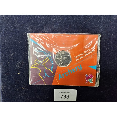 793 - Cased On Card London 2012 Olympics Fifty Pence Coin Archery