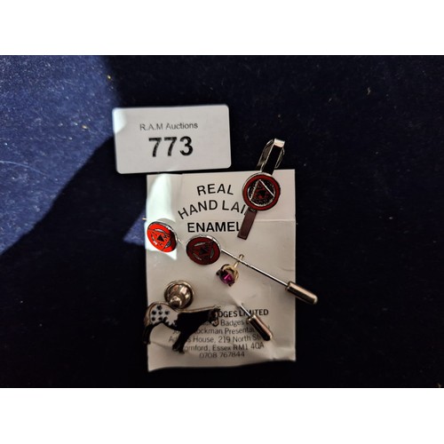 773 - Real Hand Made Enamel Badge Pins, Clasp, Pin and Earring