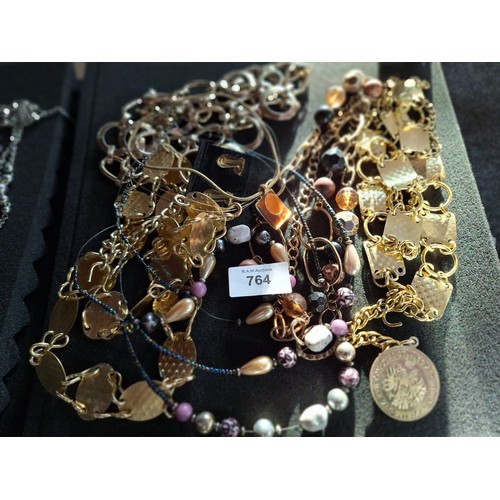 764 - Pad Of Fashion and Vintage Jewellery To Include Necklaces, Earrings, Natural Stones Etc