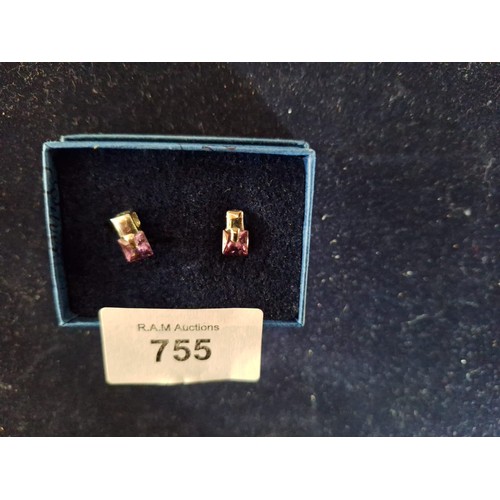 755 - Boxed 925 Silver Stoned Earrings