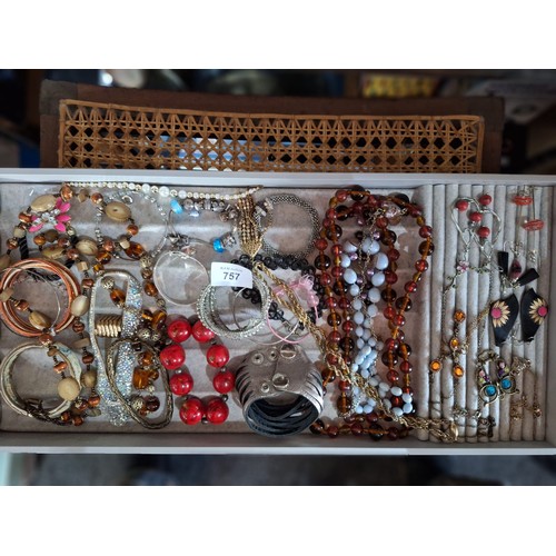 757 - Large Tray Of Fashion and Vintage Bracelets, Bangles, Earrings and Necklaces