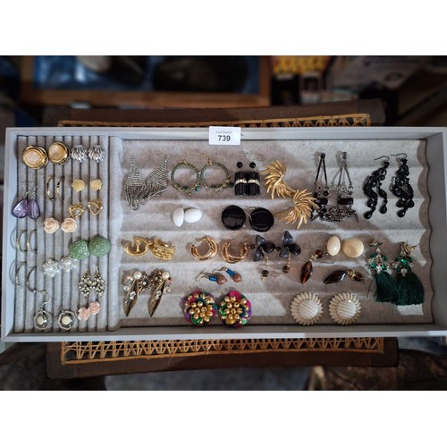 739 - Large Tray Of Fashion and Vintage Earrings x30+