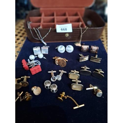 668 - Super Box of Vintage Cufflinks, Necklaces, Chains and Tie Pins