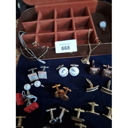 668 - Super Box of Vintage Cufflinks, Necklaces, Chains and Tie Pins