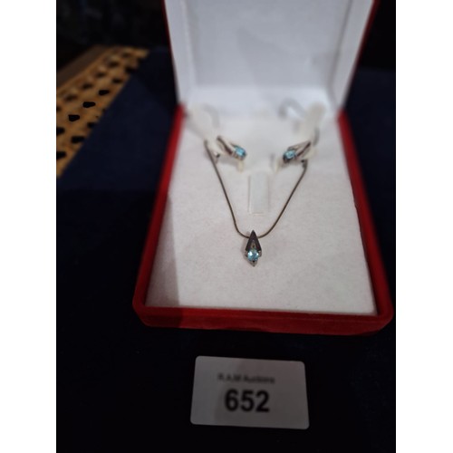 652 - Boxed 925 Silver Earrings and Necklace Set