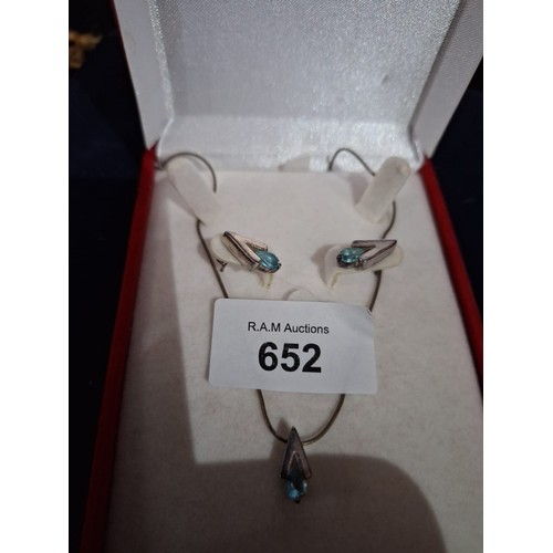 652 - Boxed 925 Silver Earrings and Necklace Set