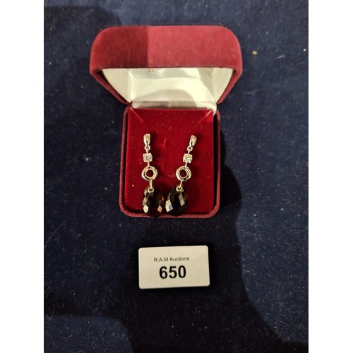 650 - 925 Silver Stoned Drop Earrings