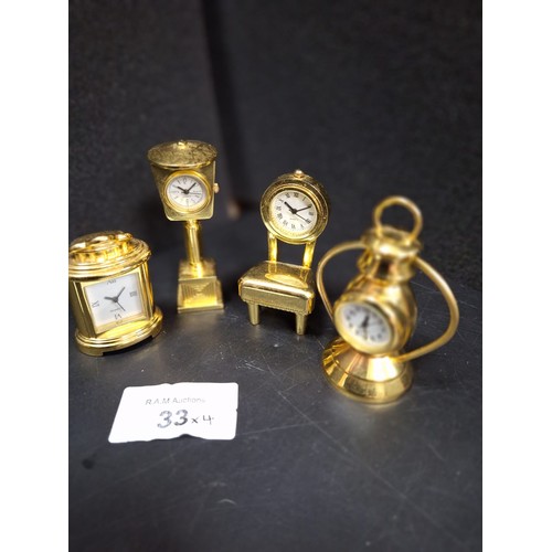 33 - Collectable Miniature Clocks x4