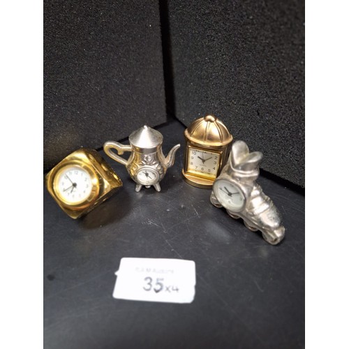 35 - Collectable Miniature Clocks x4