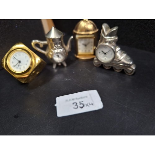 35 - Collectable Miniature Clocks x4