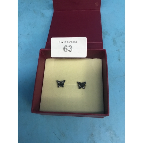 63 - Boxed 925 Silver and Marcasite Earrings