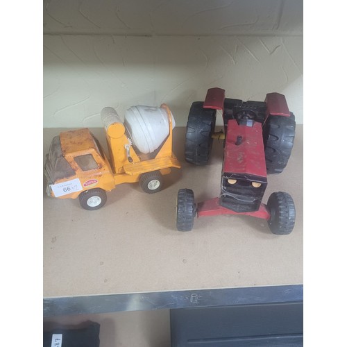 66 - Tonka Toys To Include Tractor and a Construction Car