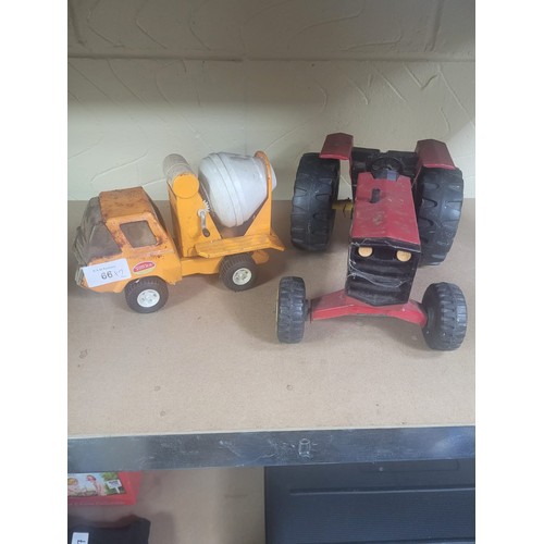 66 - Tonka Toys To Include Tractor and a Construction Car