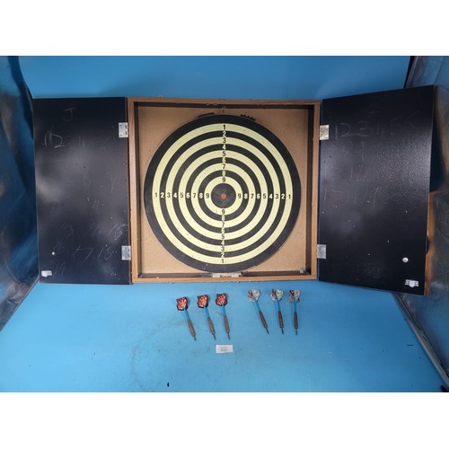 222 - Cased Dart Board With Darts Etc