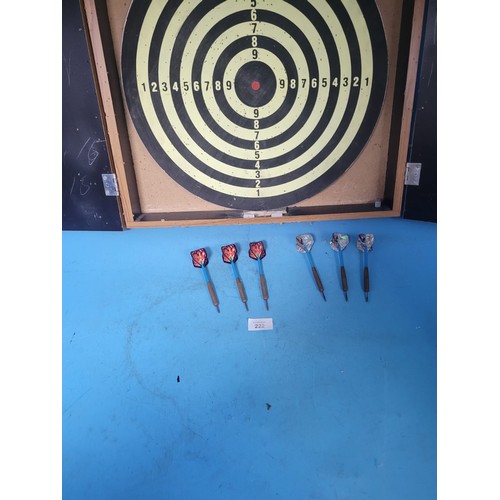 222 - Cased Dart Board With Darts Etc