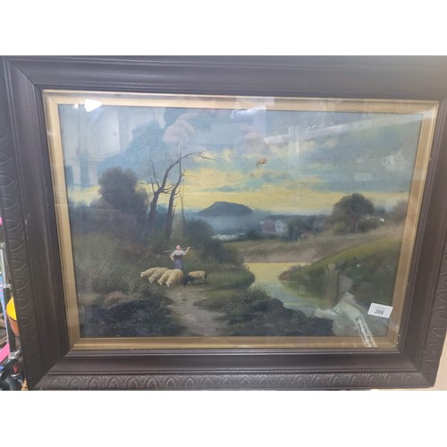 266 - Framed Victorian Original Oil Painting Country Scene Signed M Zaispilla