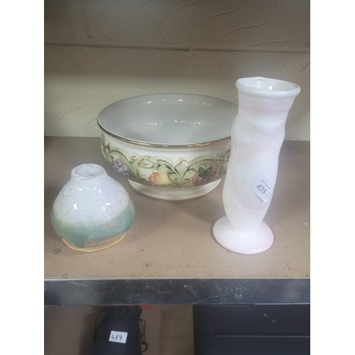 435 - Vintage Ceramic Bowl, Peter John Ballet Shoe Vase and a Heavy Art Bud Vase