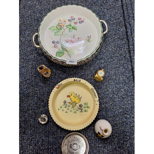 443 - Various Ceramics, EPNS, Clock and Pewter x7