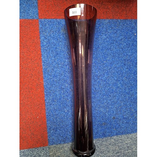 568 - Huge Glass Tapered Purple Vase 20