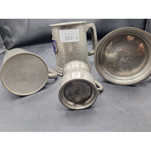 597 - Vintage Tankards x4 All Have Marks