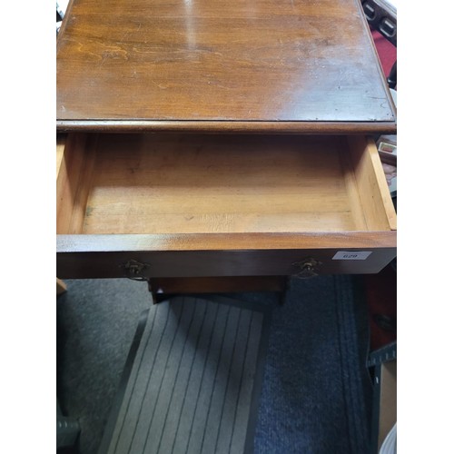 629 - Mahogany Side Table With Three Draws and Brass Handles