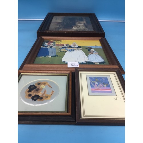 768 - Group of Pictures To Include Silks x2  and Pictures x2 All Framed