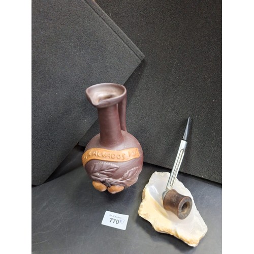 770 - Vintage Falcon Pipe, Wine Decanter and Pipe Rest