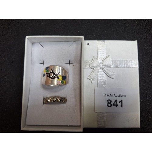 841 - 925 Silver Ring and a Men's Stainless Steel Ring