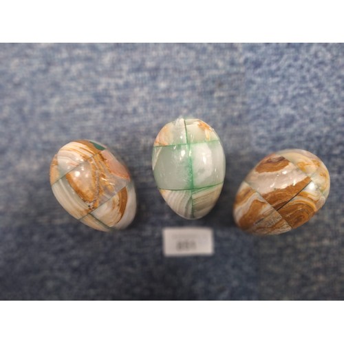 851 - Vintage Mosiac Stone Eggs x3