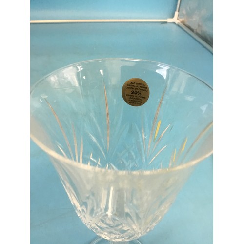 962 - Italian Capri Crystal Decanter and 6 Capri Crystal Glasses With Labels