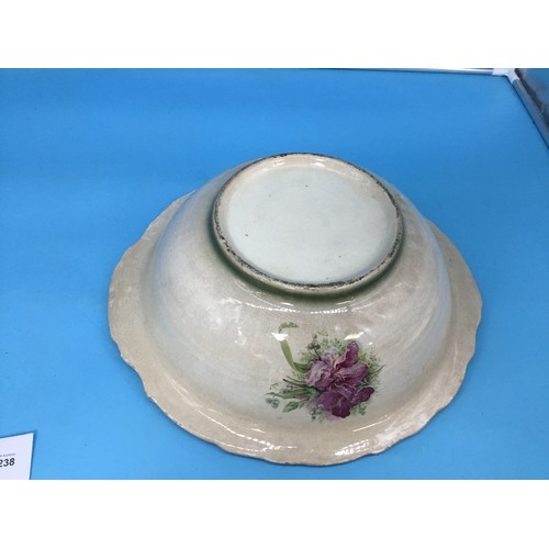 945 - Super large Victorian wash bowl green/ lilac flowers