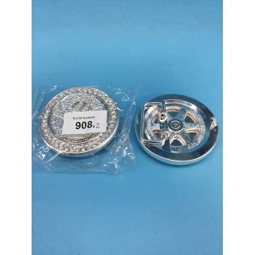 908 - Bling $ belt buckle x 2 new in packs