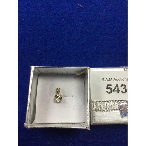 543 - 9ct gold pendant with precious 1ct stone possible diamond/