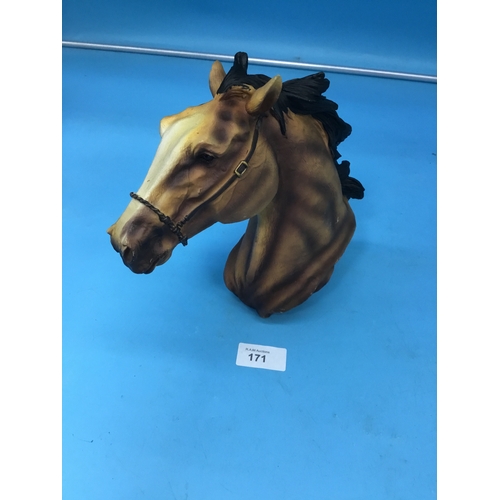 171 - Pottery horses head figure