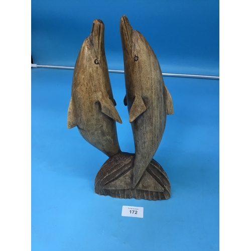 172 - Carved wooden dolphin figure