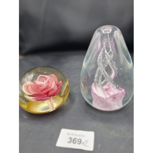 369 - Paperweights x2 1 floral,1 twist,large size