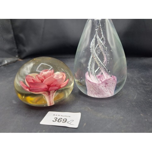 369 - Paperweights x2 1 floral,1 twist,large size