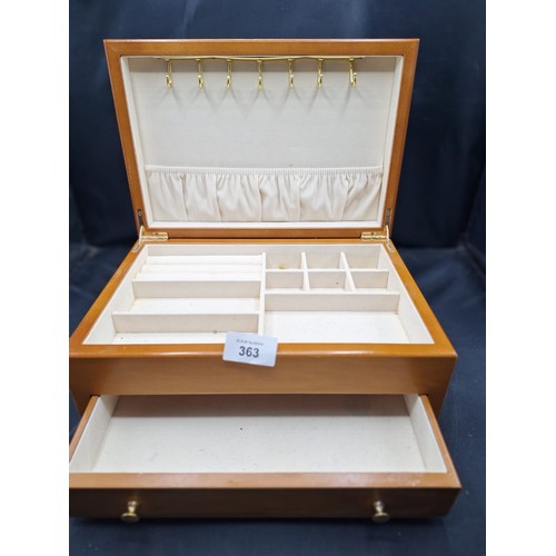 363 - 13”x5” wooden jewellery box decorated lid