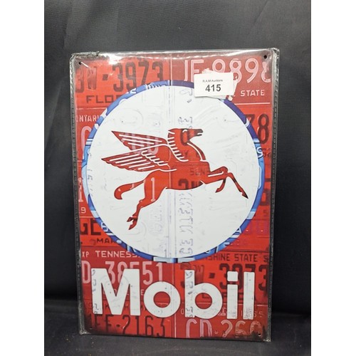 415 - Mobil metal winged horse sign