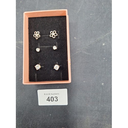 403 - 925 silver earrings stoned x 3