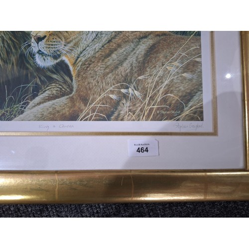 464 - Stephen gayford ltd. EDT. Signed + hand signed print framed 24x18
759/995 king + queen of lions