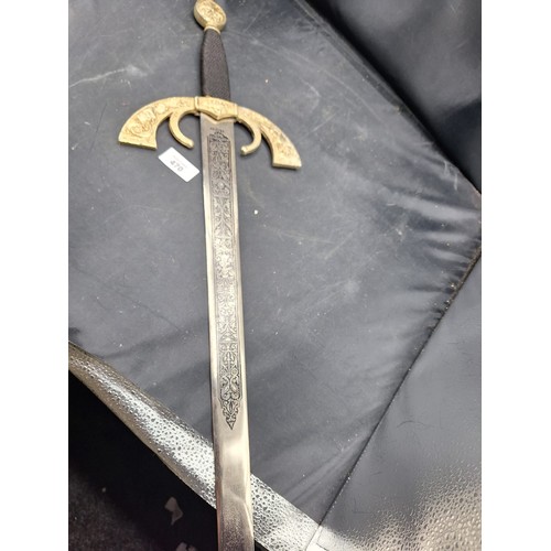 470 - Spanish Toledo sword in steel + brass/guild 4ft approx