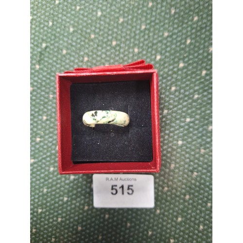 515 - Boxed Chinese jade ring super colours large size