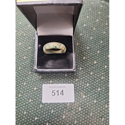 514 - Boxed Chinese jade ring super colours large size