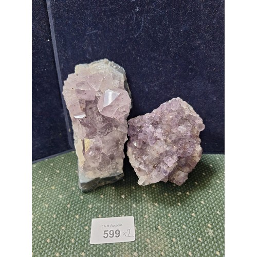 599 - Amethyst clusters x 2 super form+ colour