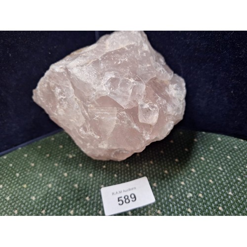 589 - Huge rosé quartz crystal piece 6”x5” approx