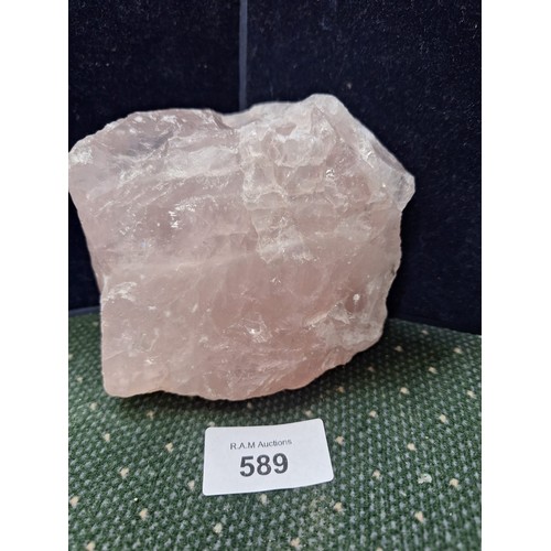 589 - Huge rosé quartz crystal piece 6”x5” approx